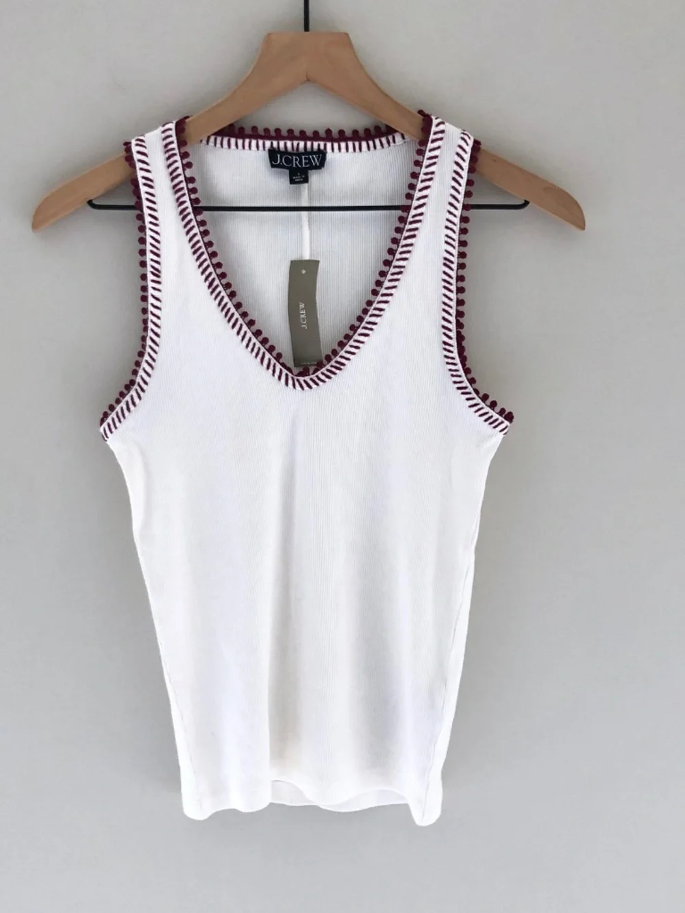 NWT J.Crew Perfect Rib V-neck Tank Top with hand-stitched trim